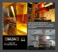 Projetos especiais, revestimentos em inox, coifas sob medida, coifas de cozinha, coifas sob medida para cozinhas e churrasqueiras. churrasqueira em são paulo e região, fazemos orçamento no local ou com as medidas, podemos fazer o orçamento sem compromisso. churrasqueiras sob medida para residência, condomínios, churrasqueira de apartamento e comercio. a bella telha churrasqueiras dispõe aos seus clientes as melhores opções em churrasqueiras como: churrasqueiras de alvenaria, churrasqueiras em tijolo aparente, churrasqueiras pré - moldadas, churrasqueiras portáteis, churrasqueira a bafo portátil, trio - kit de churrasqueira, forno de ferro fundido e fogão e trio - pré-moldado de churrasqueira, forno de ferro e fogão.